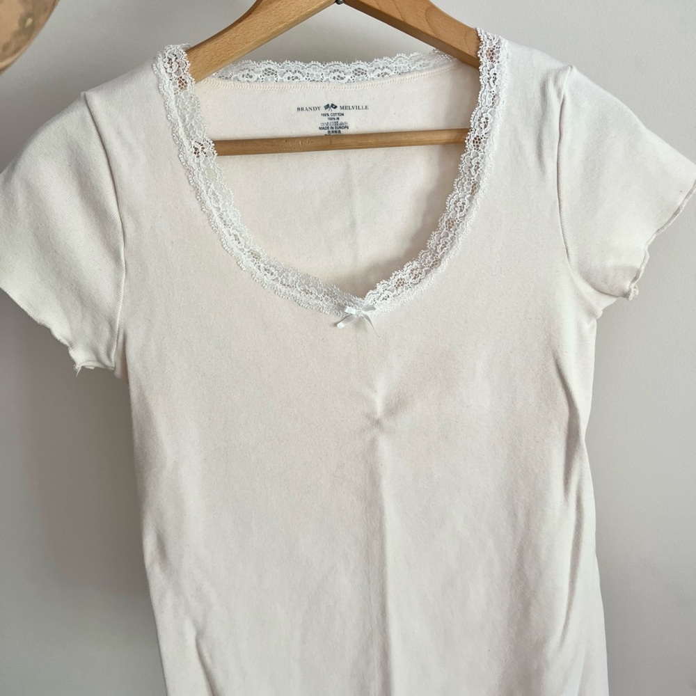 Brandy Melville Cream Lace Tee